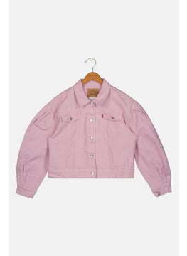 Levi's Kids Girl Spread Collar Solid Denim Jacket, Pink  - Image 1