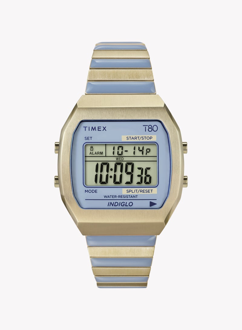 Timex 80 Stainless Steel Expansion Band Gold-Tone with Blue Accents TW2W40800 Women's Watch - Image 1