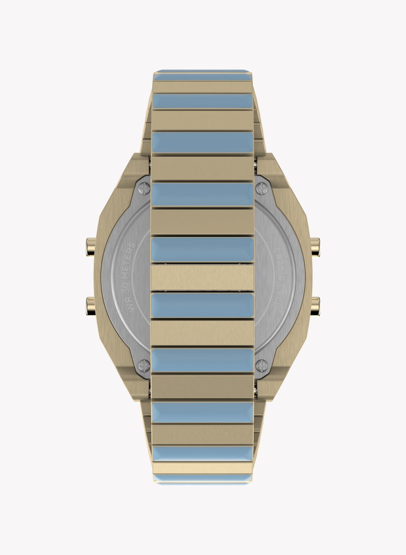 Timex 80 Stainless Steel Expansion Band Gold-Tone with Blue Accents TW2W40800 Women's Watch - Image 2
