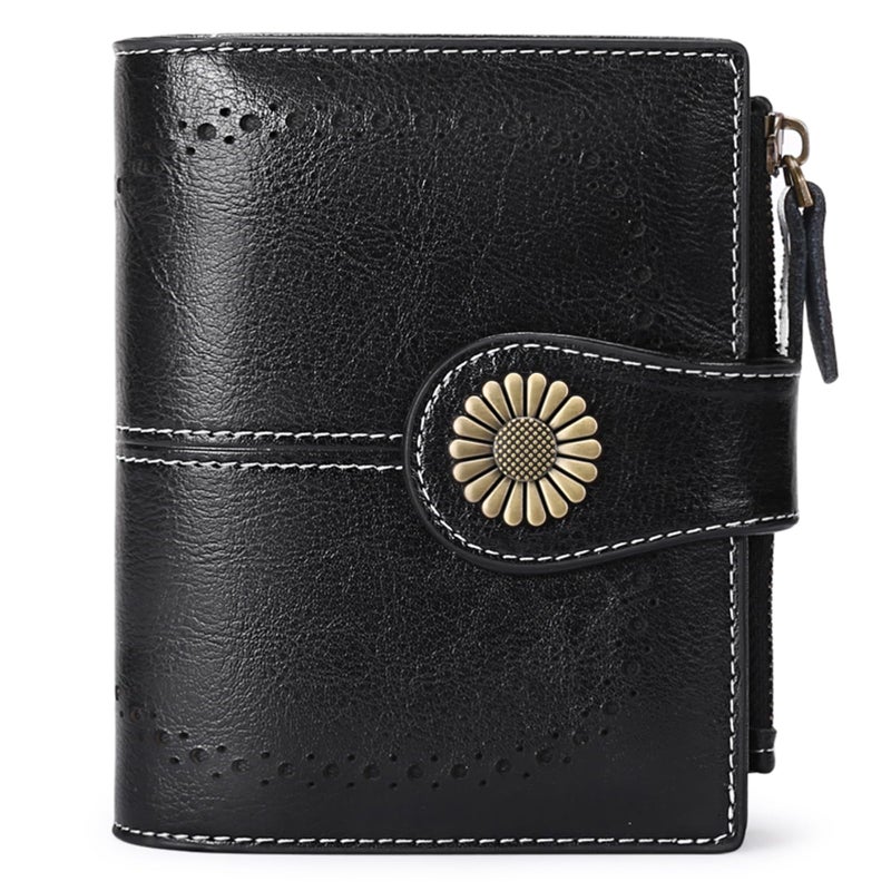 SENDEFN Small Womens Wallet Leather Bifold Card Holder RFID Blocking with Zipper Coin Pocket - Image 1