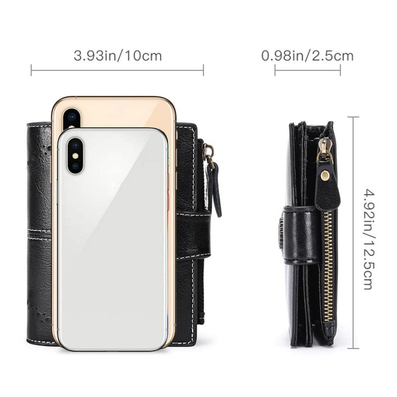 SENDEFN Small Womens Wallet Leather Bifold Card Holder RFID Blocking with Zipper Coin Pocket - Image 5