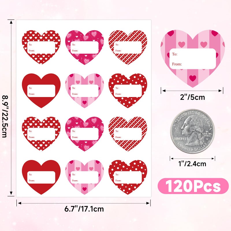 Anwyll Happy Valentine'S Day Heart Name Gift Tags Stickers 120Pcs 2Inch To From Gift Tags Stickers Self-Adhesive Colorful Gift Tags Labels Stickers For Envelope Present Galentines Mothers Day Birthday - Image 2