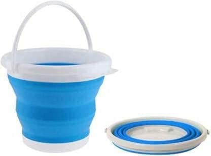 KREZON Foldable Bucket for Bathroom Collapsible Silicon Round Plastic Buckets with Handle Portable for Travelling Fishing Beach Car Washing Multicolor 3 LTR