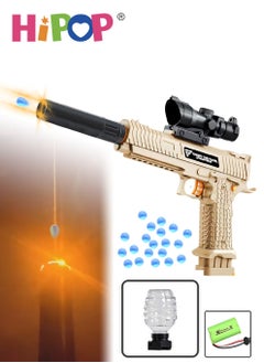 HIPOP Electric Toys Gun with Sensing Flame Effect,Gel Ball Blaster Gun Toy with Safe Flame Muzzle Silencer,Manual and Electric Dual Mode,Kids Safe Pistol Toy  - Image 1