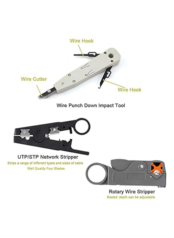 PROMASS Rj45 Crimping Tool Kit for CAT5/CAT6, Professional Computer Maintenacnce LAN Cable Tester Network Repair Tool Set - Pack of 8  - Image 5