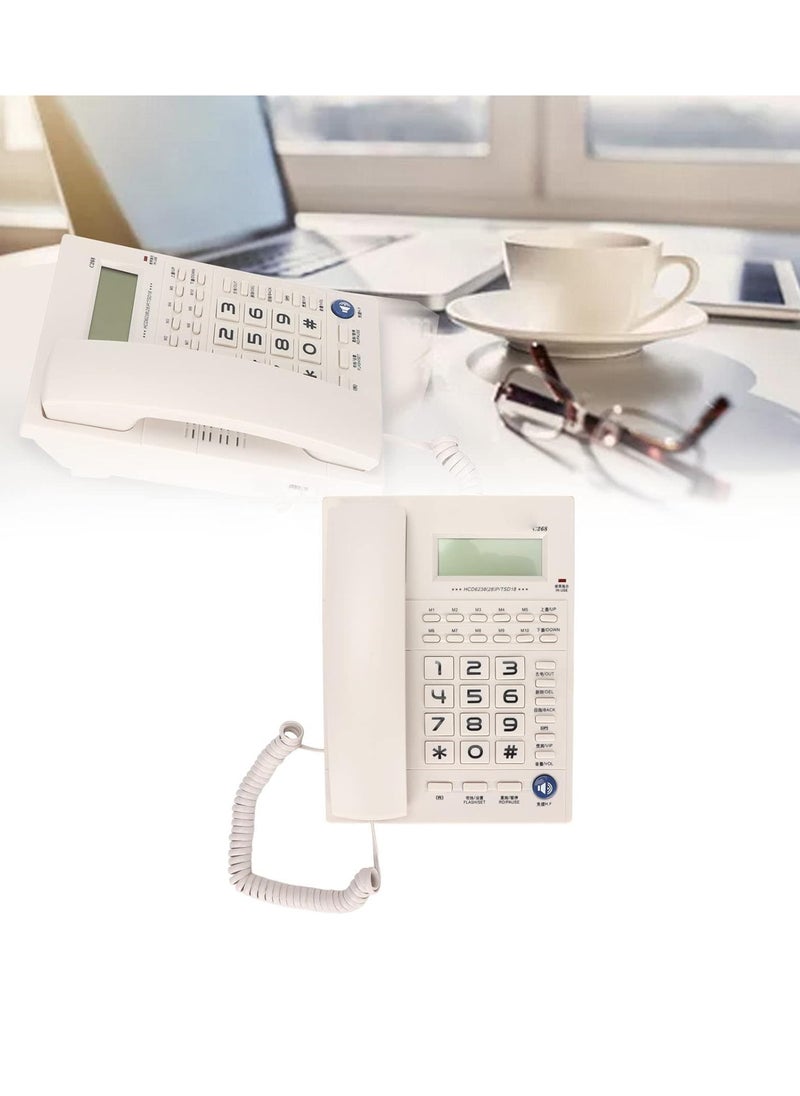 Microplus - Large Button Corded Telephone, Wired Home Desktop Landline Phone with Caller ID, Handsfree Speakerphone, LED Screen,Fast Dial White PS-4728 - Image 1