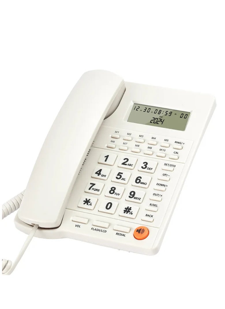 Microplus - Large Button Corded Telephone, Wired Home Desktop Landline Phone with Caller ID, Handsfree Speakerphone, LED Screen,Fast Dial White PS-4728 - Image 1