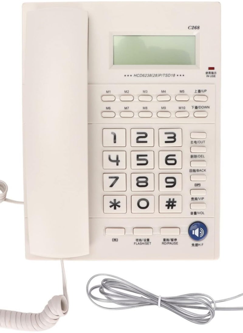 Microplus - Large Button Corded Telephone, Wired Home Desktop Landline Phone with Caller ID, Handsfree Speakerphone, LED Screen,Fast Dial White PS-4728 - Image 1