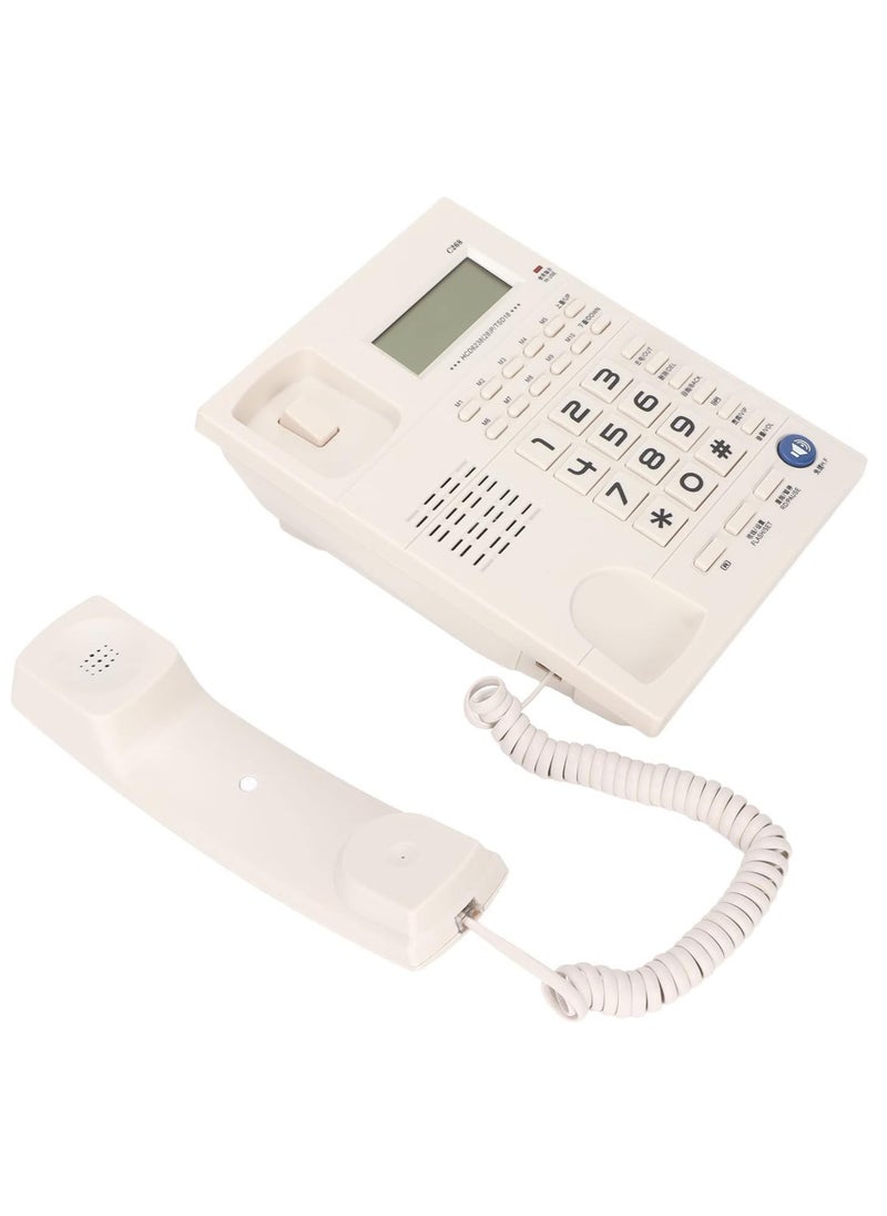 Microplus - Large Button Corded Telephone, Wired Home Desktop Landline Phone with Caller ID, Handsfree Speakerphone, LED Screen,Fast Dial White PS-4728 - Image 1