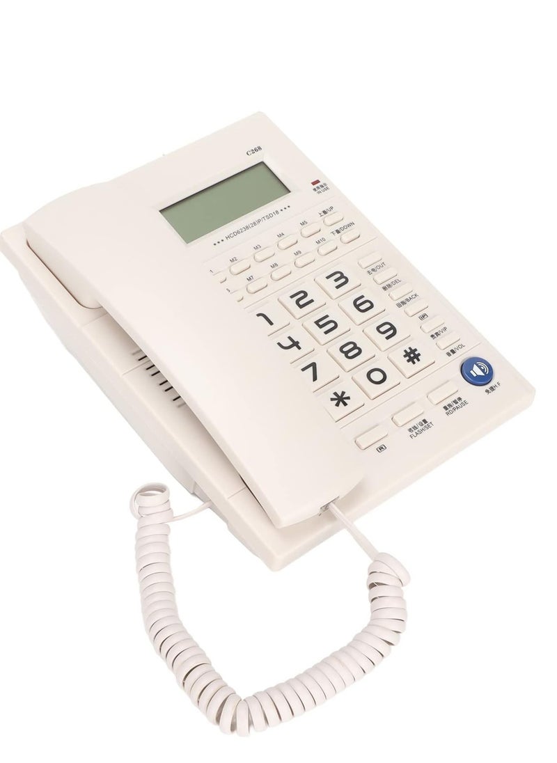 Microplus - Large Button Corded Telephone, Wired Home Desktop Landline Phone with Caller ID, Handsfree Speakerphone, LED Screen,Fast Dial White PS-4728 - Image 1