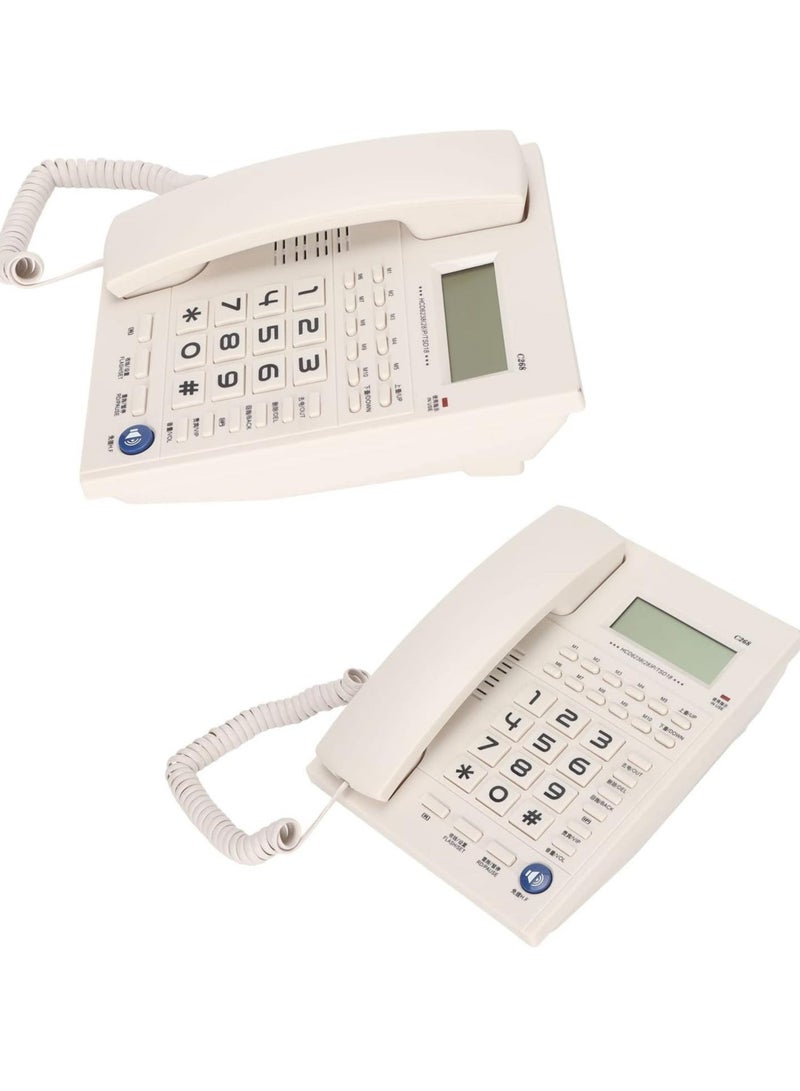 REFURA Large Button Corded Telephone, Wired Home Desktop Landline Phone with Caller ID, Handsfree Speakerphone, LCD Screen,Fast Dial White RE-224 - Image 5