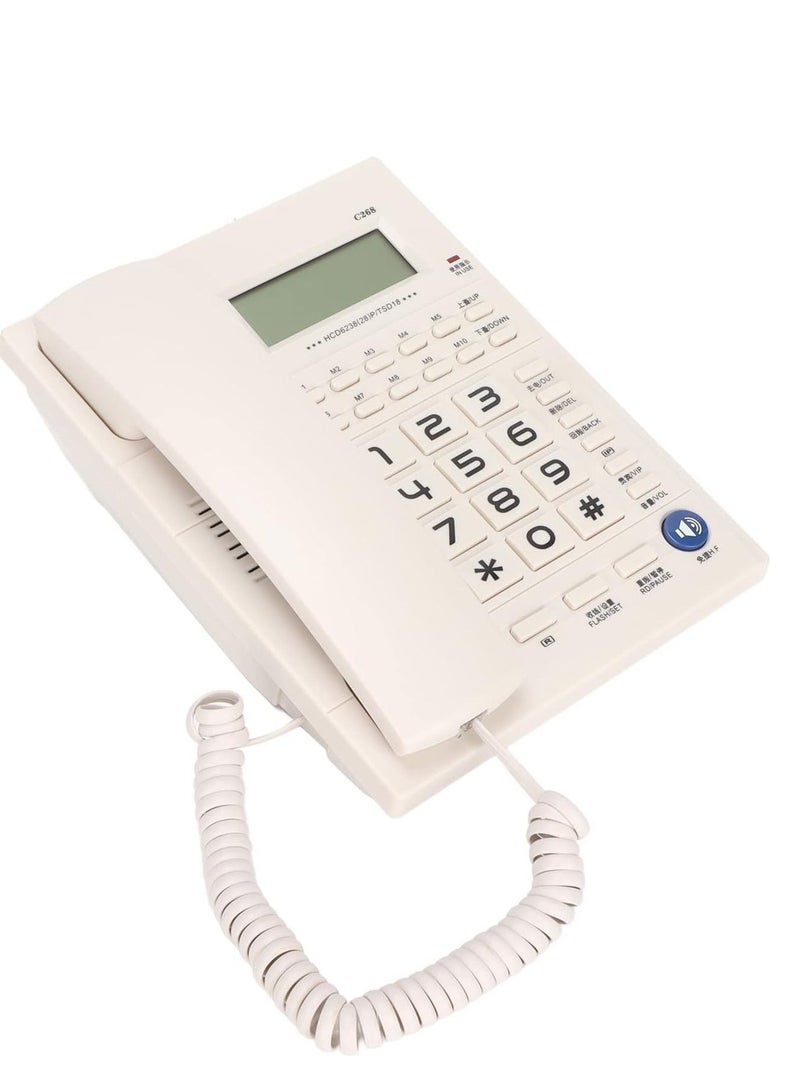 REFURA Large Button Corded Telephone, Wired Home Desktop Landline Phone with Caller ID, Handsfree Speakerphone, LCD Screen,Fast Dial White RE-224 - Image 3