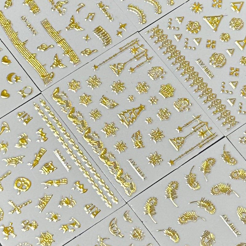 SPLOCUDU 30 Sheets Gold Nail Art Stickers Gold Flower Butterfly Nail Stickers Star Line Self-Adhesive Nail Decals Acrylic Nails DIY Design Nail Supplies for Women and Girls - Image 3