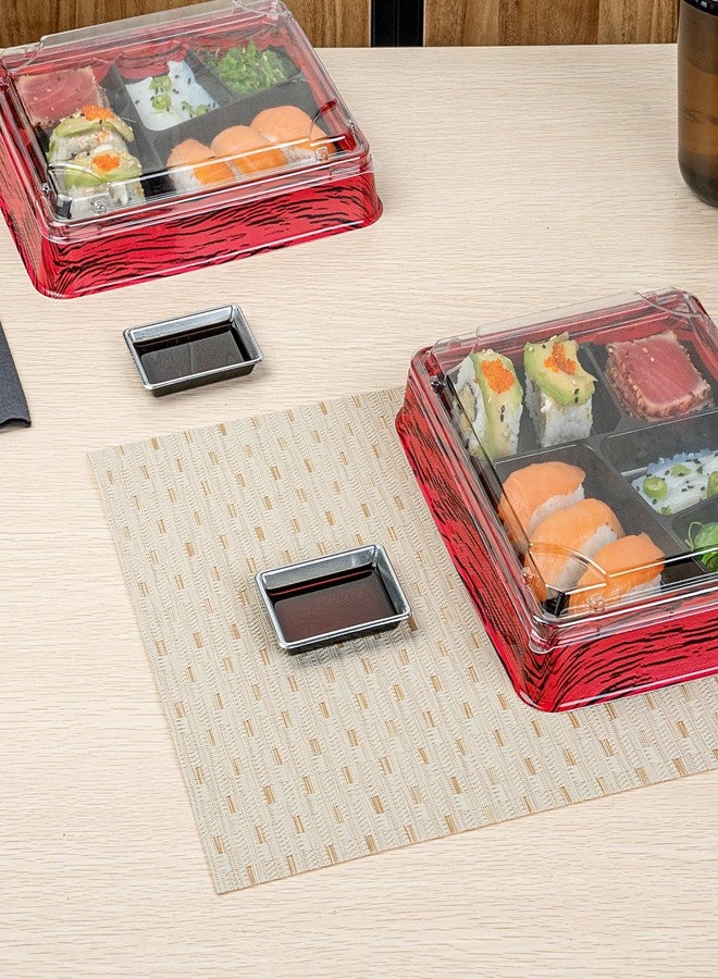 Restaurantware-Bento Tek 1 Ounce Sauce Dipping Dishes, 1000 Disposable Soy Sauce Plates - Rectangle, Stylish, Silver Plastic Condiment Serving Trays, For Serving Dips, Vinegar, Wasabi, And More - Image 5