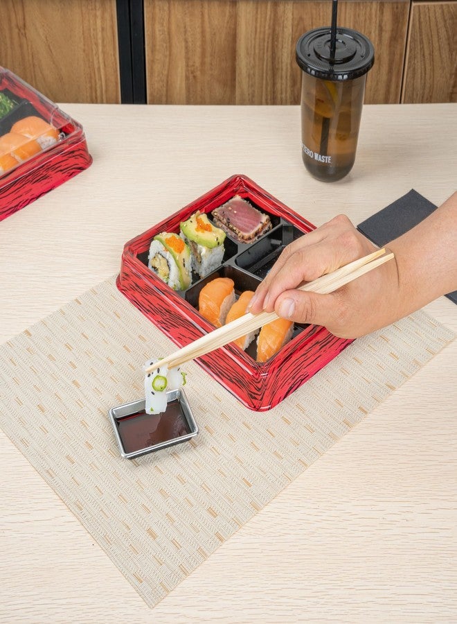 Restaurantware-Bento Tek 1 Ounce Sauce Dipping Dishes, 1000 Disposable Soy Sauce Plates - Rectangle, Stylish, Silver Plastic Condiment Serving Trays, For Serving Dips, Vinegar, Wasabi, And More - Image 4