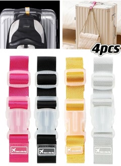 Generic 4pcs Luggage Carrying Clip Buckle, Add a Bag Luggage Straps Jacket Gripper Heavy Duty Luggage Straps for Suitcases, Travel Belt, Suitcase Strap (black，pink，yellow，grey)  - Image 1
