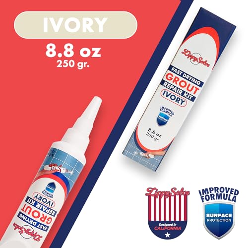 ZippySolve Tile Grout, Repair Kit, Restore & Renew Tile Joints Line, Fast Drying Tile Grout Paint Squeeze Tube for Bathroom Shower Kitchen Floor, Waterproof (8.8 oz, Ivory) - Image 2