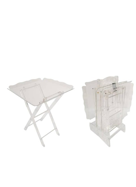 4-piece transparent foldable side service tables for an elegant and ideal home, suitable for serving
