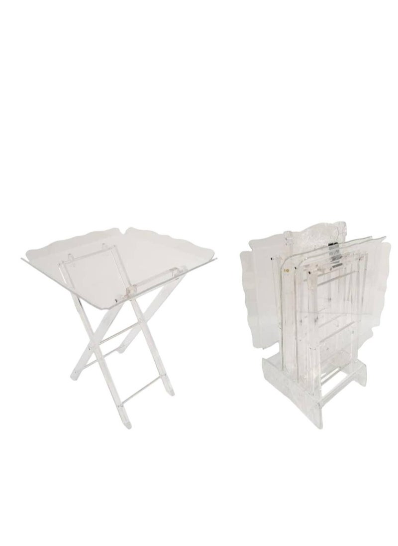 AL KHALDIYA - 4-piece transparent foldable side service tables for an elegant and ideal home, suitable for serving - Image 1