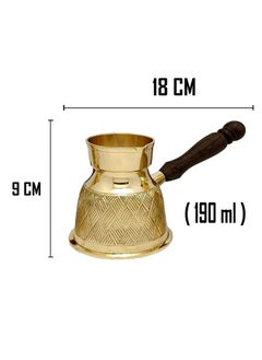 Majestic Majestic Brass Turkish Coffee Pot – Capacity: 190 ml (Small Size), Textured Design, Golden Color – Handcrafted with Wooden Handle, Perfect for Turkish Coffee, Arabic Coffee, Tea, Milk, and Hot Beverages  - Image 4