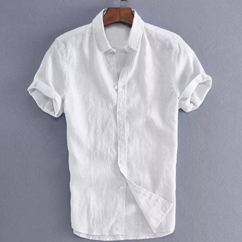 2022 Cross-border Specially Designed European and American Shirts for Men Pure Color Shirts Summer Short-sleeved Casual Mens Shirts ebay Hot Style Gray - Image 2