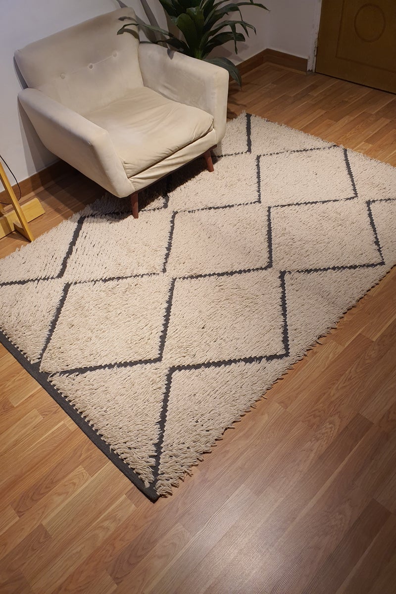 Kilim Studio Handmade Modern Light Gray and Dark Gray Kilim - Image 1