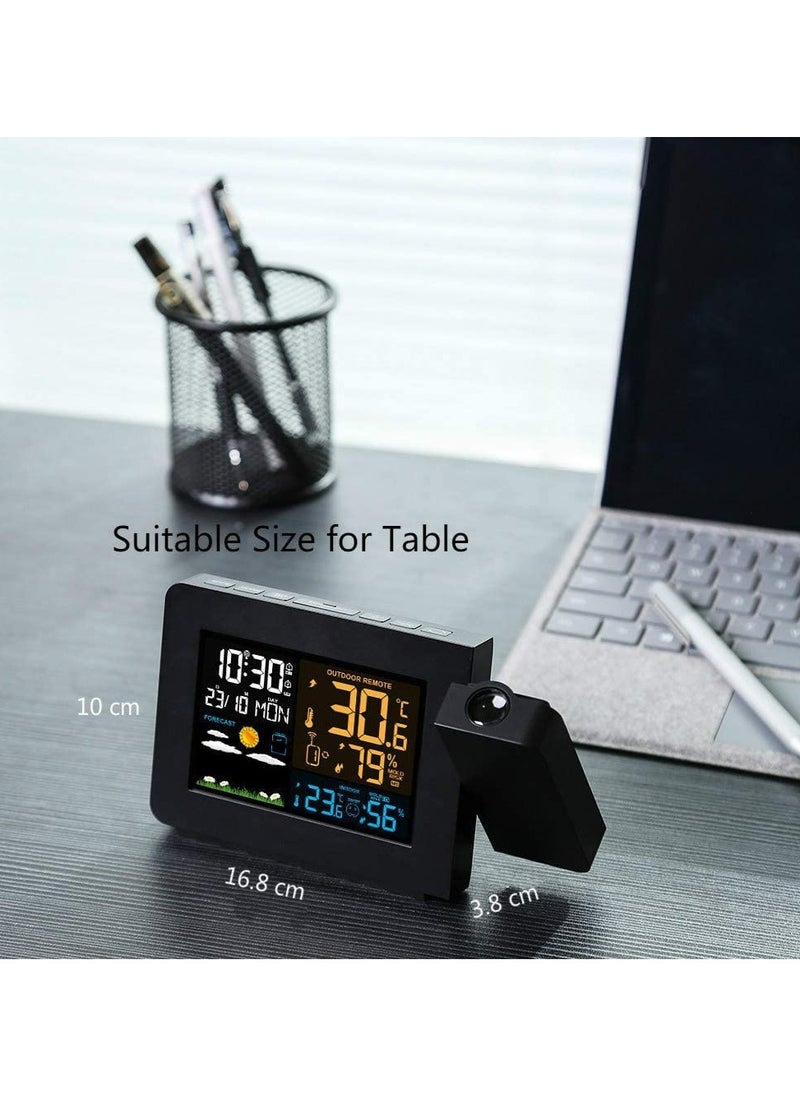 General - Projection Alarm Clock Weather Stations with Outdoor Sensor Display Digital Clock Projector Weather Forecast Temperature Detection Wall Projector - Image 1