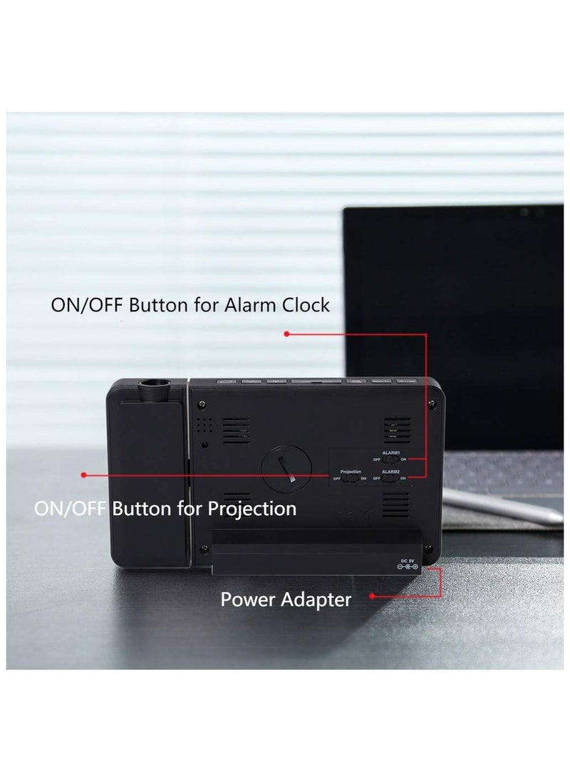 General - Projection Alarm Clock Weather Stations with Outdoor Sensor Display Digital Clock Projector Weather Forecast Temperature Detection Wall Projector - Image 1