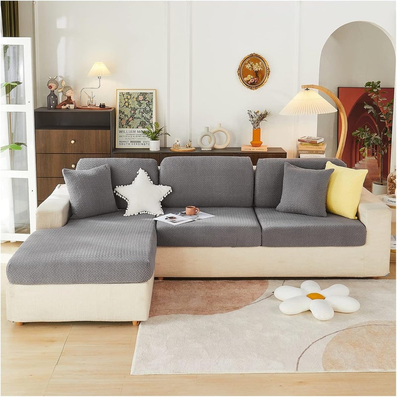 Stretch Couch Cushion Cover, High Stretch Individual Seat Cushion Covers, Plush Sofa Seat Covers with Elastic Bottom,A-140-160cm - Image 1