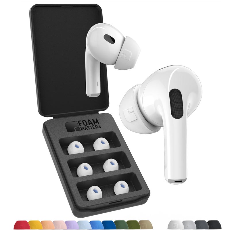 AutoLine Pro Foam Masters Ultra-Premium Memory Foam Ear Tips for AirPods Pro 1st & 2nd Gen | 3 Pairs | New Ver. | Secure Fit | Super Comfort | Better Noise Cancel | Replacement Buds (Medium, White) - Image 1