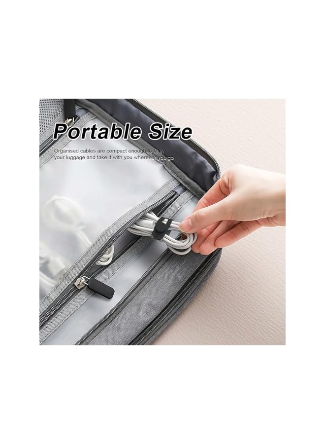 PROMASS 10 Pcs Silicone Cable Ties, Reusable Cable Ties, Elastic Cable Straps with Locking Buckle, Wire Organizer for Home, Office, Car, Travel (Black) - Image 3