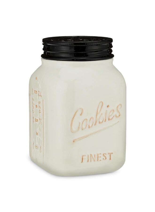 Young's Inc . Ceramic Cookie Jar - Cute Kitchen Counter Storage Canister with Lid - Perfect for Cookies, Coffee, Tea, Candy, Dog Treats, and More - Cookies Finest - Black, White - Image 1