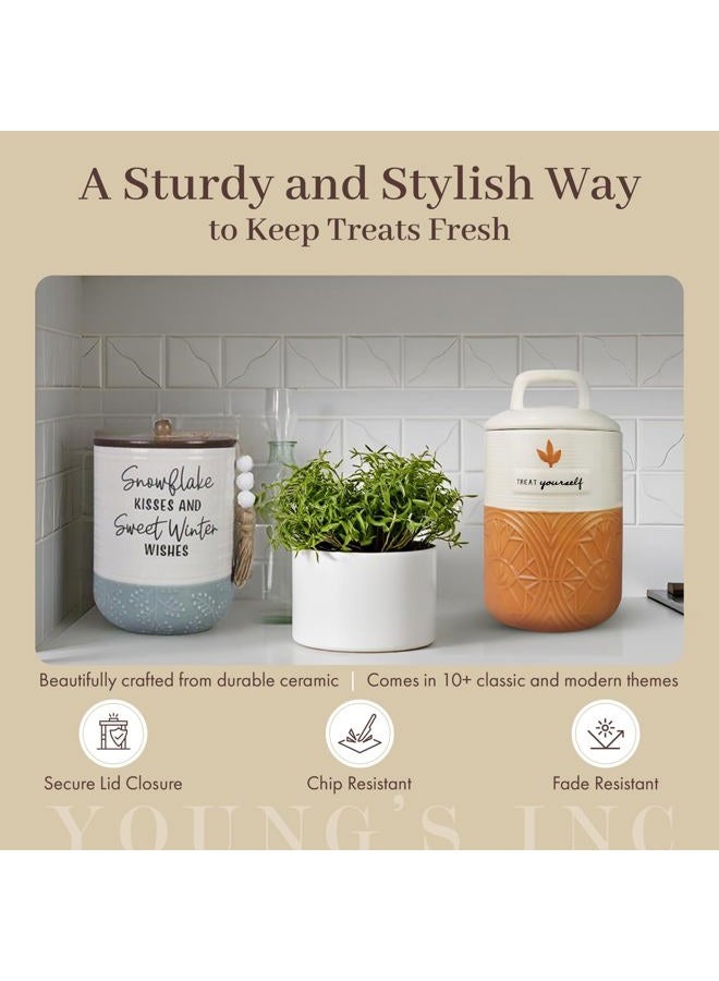 Young's Inc . Ceramic Cookie Jar - Cute Kitchen Counter Storage Canister with Lid - Perfect for Cookies, Coffee, Tea, Candy, Dog Treats, and More - Cookies Finest - Black, White - Image 2