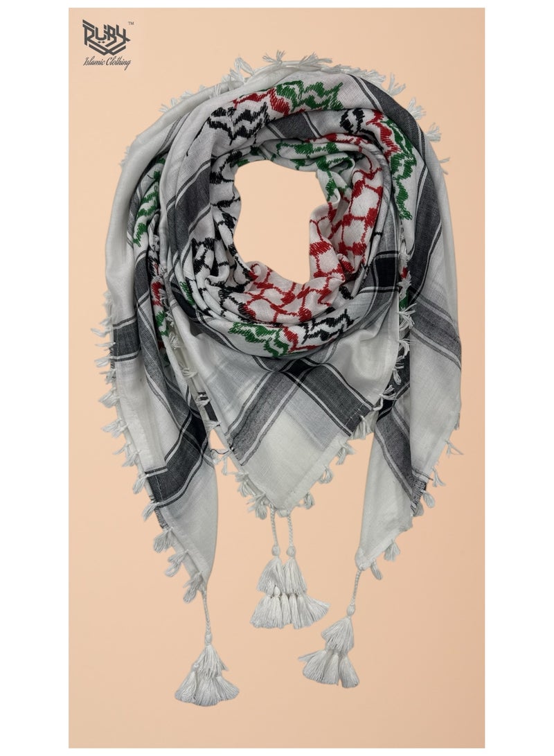 روبي للملابس الإسلامية وشاح للجنسين شماغ شرق أوسطي - غطاء للرأس مستوحى من فلسطين بالكوفية، - Image 1