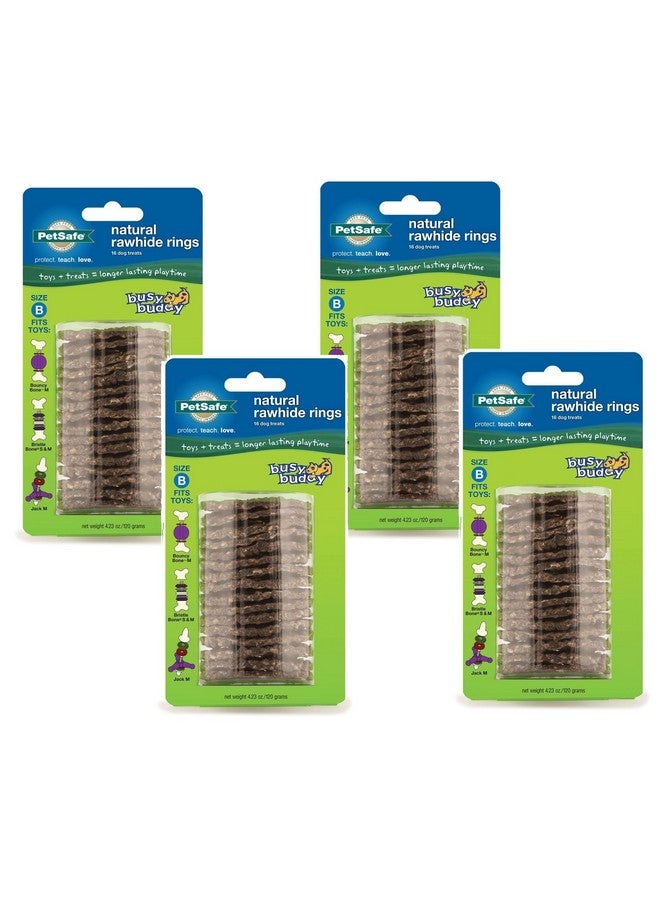 بيت سيف (عبوة من 4 قطع) حلقات إعادة تعبئة للكلاب من شركة Petsafe Busy Buddy لألعاب الكلاب Busy Buddy المختارة، مصنوعة من جلد خام طبيعي، مقاس B - Image 1