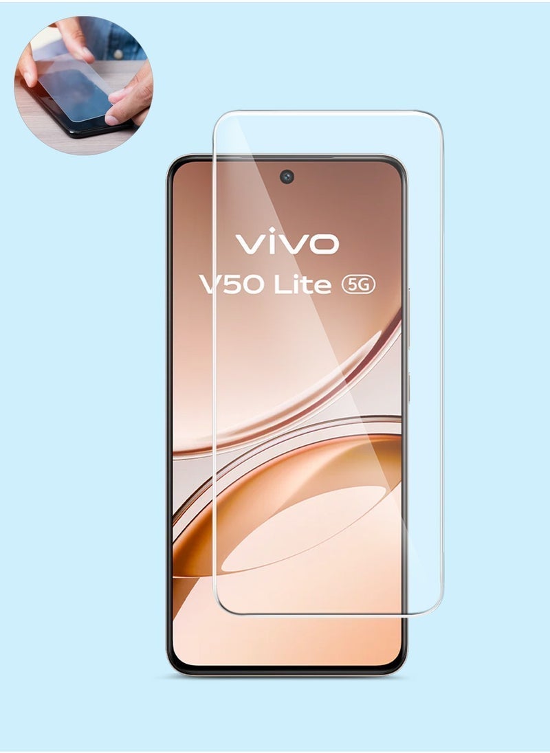 Raxoom Vivo V50 Lite 4G 2025 GMAX Premium Series 9H 2.5D Tempered Glass Screen Protector â€“ Clear, Curved Edges, Full Coverage, Anti-Fingerprint, Scratch-Resistant, HD Clarity - Image 1