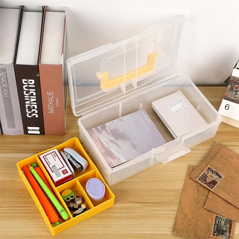 KASTWAVE Clear Plastic Storage Box, Large Capacity Storage Box for Fishing Gear Accessories, Multipurpose Stationery Storage Box with Handle, Sewing Box Art Craft Supply Organizer Home Utility Box - Image 2