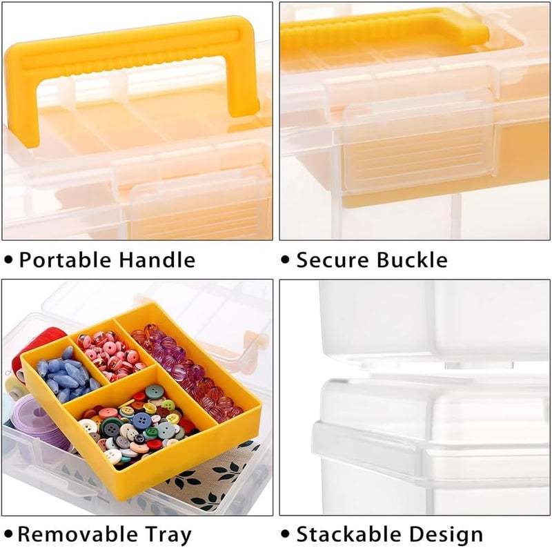KASTWAVE Clear Plastic Storage Box, Large Capacity Storage Box for Fishing Gear Accessories, Multipurpose Stationery Storage Box with Handle, Sewing Box Art Craft Supply Organizer Home Utility Box - Image 4