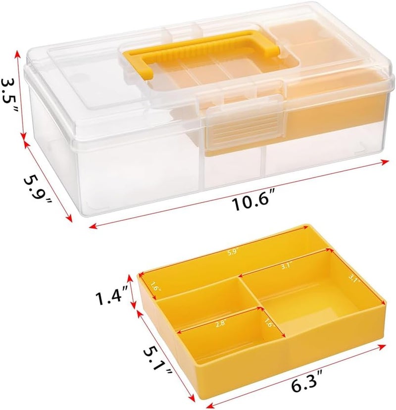 KASTWAVE Clear Plastic Storage Box, Large Capacity Storage Box for Fishing Gear Accessories, Multipurpose Stationery Storage Box with Handle, Sewing Box Art Craft Supply Organizer Home Utility Box - Image 5