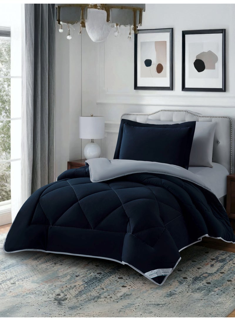 Donetella Bedding Comforter Set, Twin Size Fits 140x200 cm - 4-Pcs Solid Quilted Bed Set, Microfiber Fabric - 1 Comforter, 1 Fitted Sheet And 2 Pillow Shams - Image 1