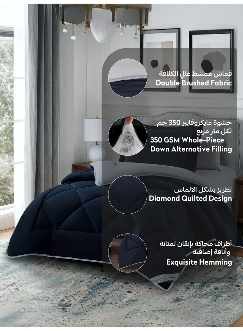 دوناتيلا طقم لحاف خفيف الوزن مكون من 4 قطع طقم سرير بنمط صلب مع خياطة ألماس عادية وحشو بديل