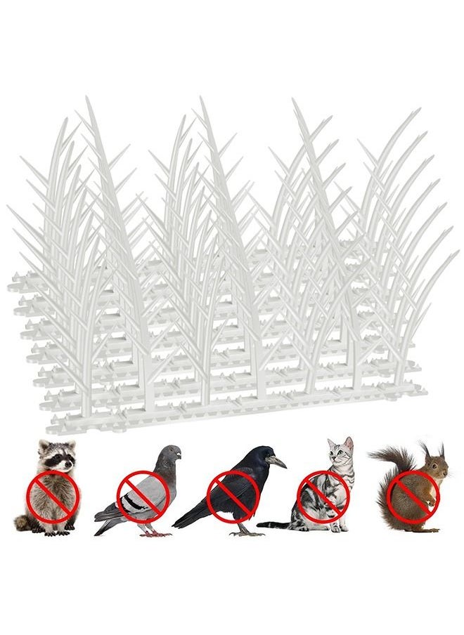 Arabest 6Pcs Bird Repeller Pigeon Spikes Anti Bird Spikes Reusable Plastic Durable Fence Roof Birds Pigeon Crows Deterrent Strips Spikes(White)  - Image 1
