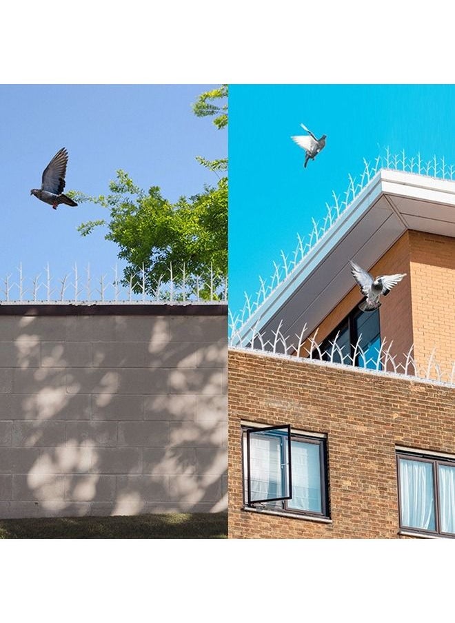 Arabest 6Pcs Bird Repeller Pigeon Spikes Anti Bird Spikes Reusable Plastic Durable Fence Roof Birds Pigeon Crows Deterrent Strips Spikes(White)  - Image 3