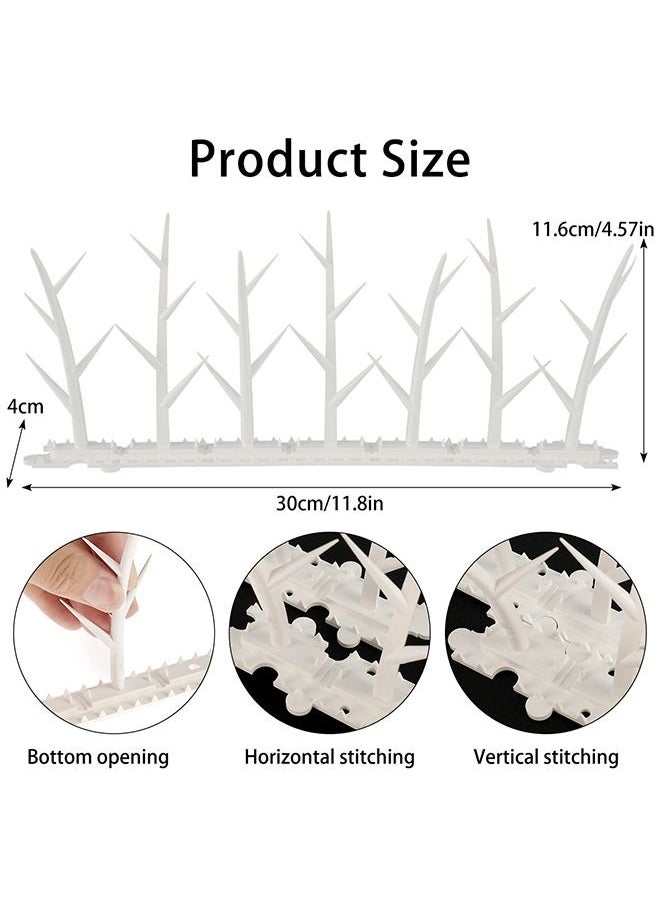 6Pcs Bird Repeller Pigeon Spikes Anti Bird Spikes Reusable Plastic Durable Fence Roof Birds Pigeon Crows Deterrent Strips Spikes(White)