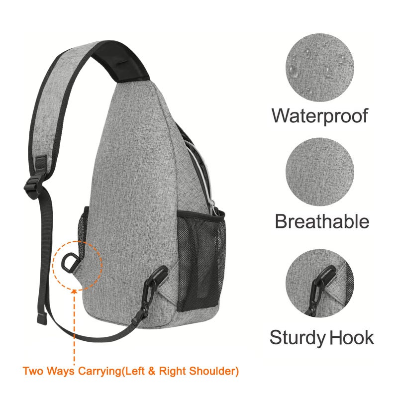 MOSISO Sling Backpack, Multipurpose Crossbody Shoulder Bag Travel Hiking Daypack, Gray, Medium - Image 3
