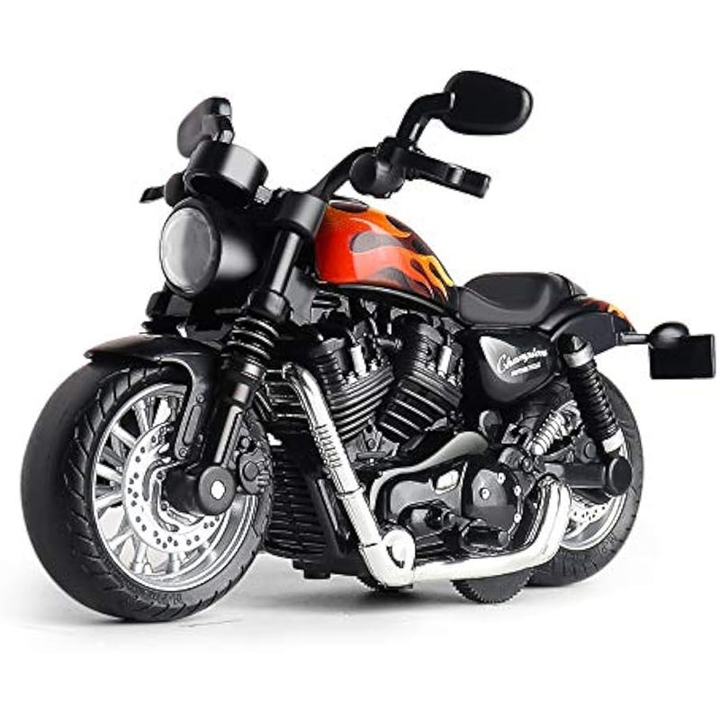 دراجة نارية صغيرة - لعبة سحب للخلف مع صوت وضوء، للاولاد من سن 3-9 سنوات (اسود) - Image 1