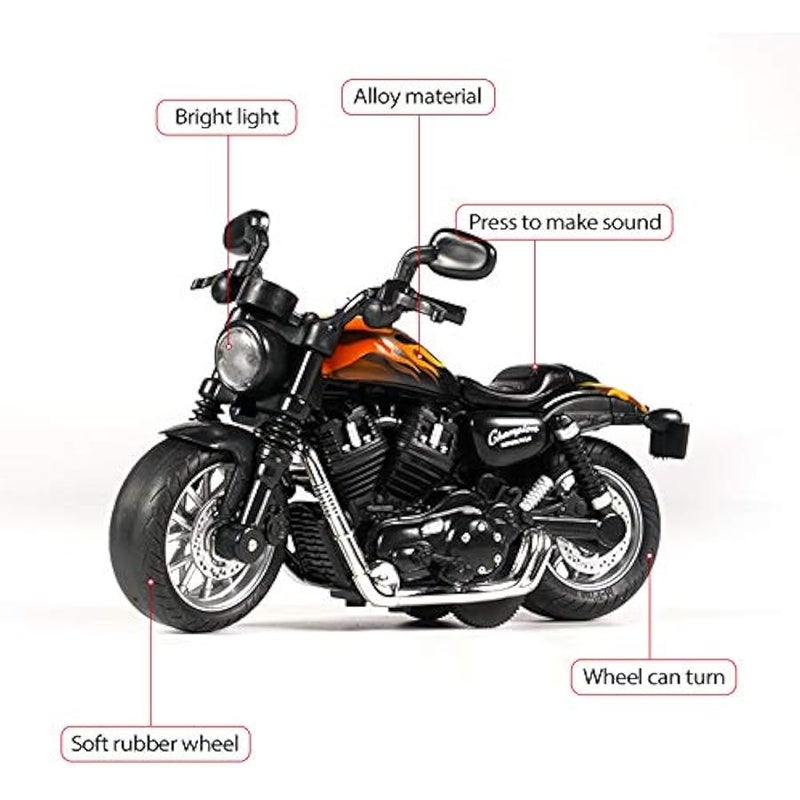 دراجة نارية صغيرة - لعبة سحب للخلف مع صوت وضوء، للاولاد من سن 3-9 سنوات (اسود) - Image 5
