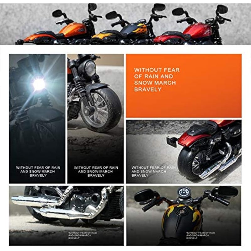 دراجة نارية صغيرة - لعبة سحب للخلف مع صوت وضوء، للاولاد من سن 3-9 سنوات (اسود) - Image 4