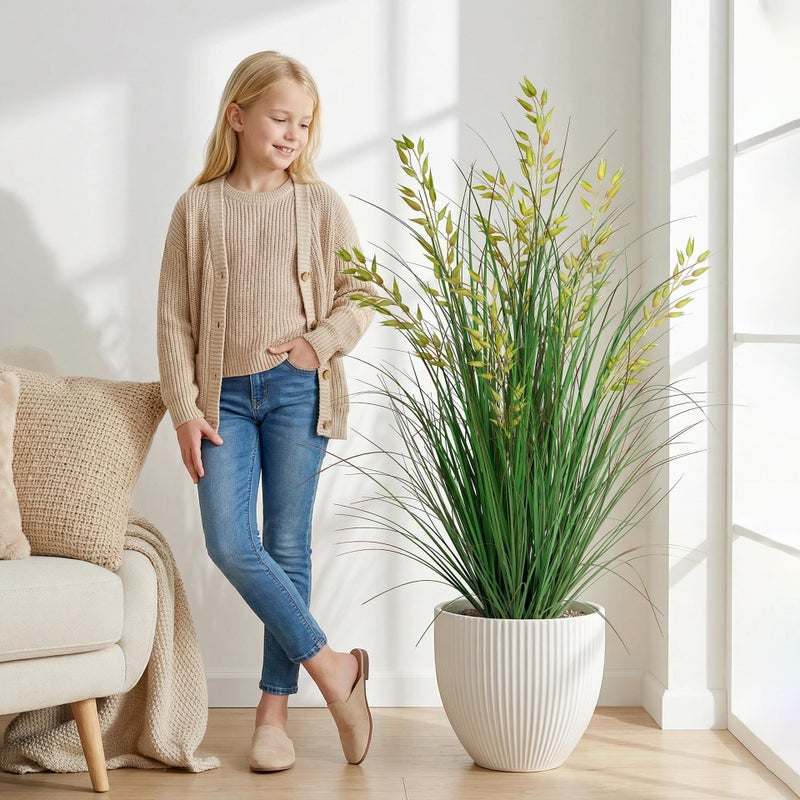 Ttranewsoo Artificial Plants Artificial Wheat Grass Faux Plants Artificial Grass Plant Fake Green Plants Tall Fake Plants Tall Suitable for Indoor Home Decor Outdoor Porch Terrace Decorï¼ˆ47In 1PCS - Image 1