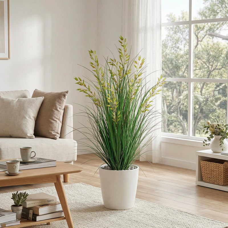 Ttranewsoo Artificial Plants Artificial Wheat Grass Faux Plants Artificial Grass Plant Fake Green Plants Tall Fake Plants Tall Suitable for Indoor Home Decor Outdoor Porch Terrace Decorï¼ˆ47In 1PCS - Image 4